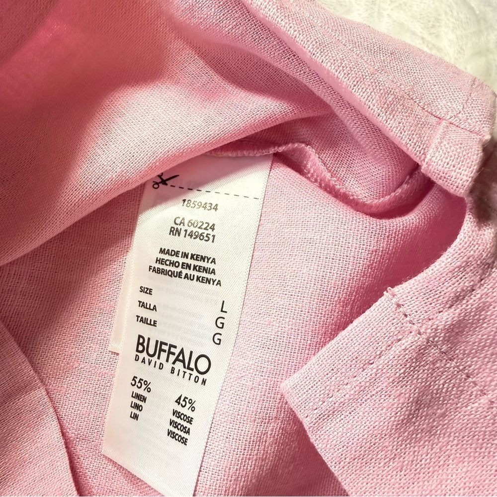 Buffalo David Bitton Pink Linen Blend Button-Up Shirt L NWT - Picture 5 of 9